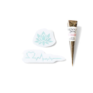 Mini kit "Lotus și cardiogramă" tatuaje temporare cu henna și șabloane